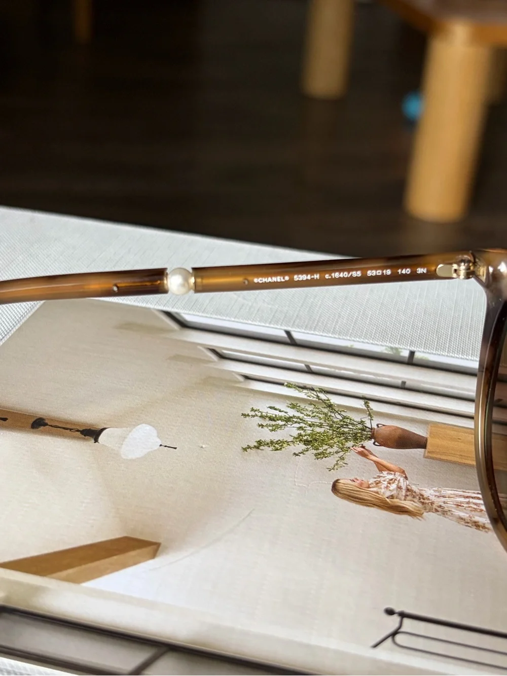 Chanel 5394-H Tortoiseshell Pearl Cat Eye Sunglasses 53mm